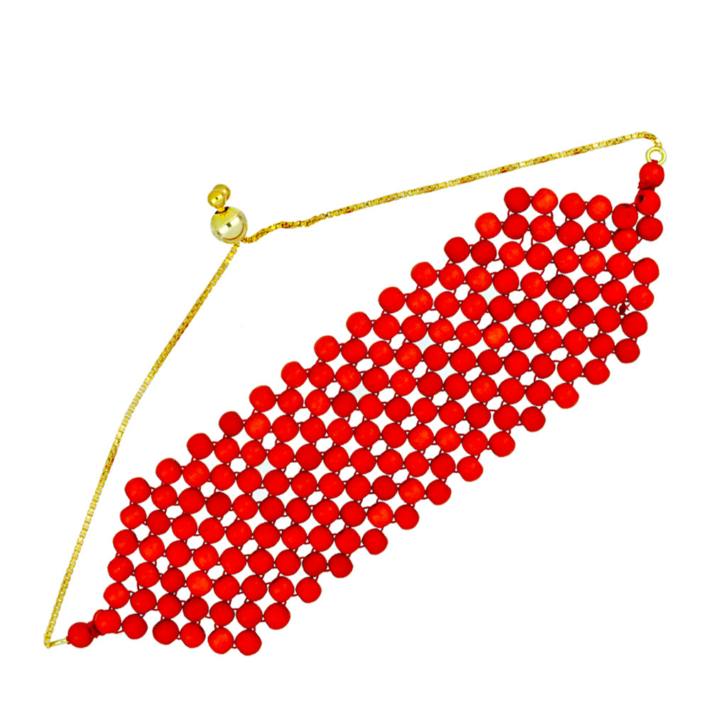 Brățară din Argint 925 Placat cu Aur ( 1.8 grame ) cu Coral Roșu 73.1 Carate 1 