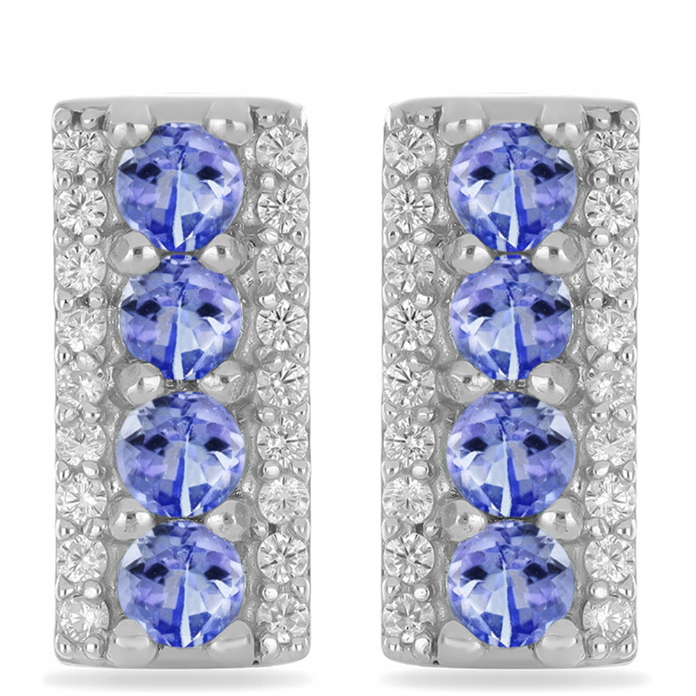 Cercei din Argint 925 ( 3.56 grame ) cu Tanzanit și Topaz Alb 1.45 Carate