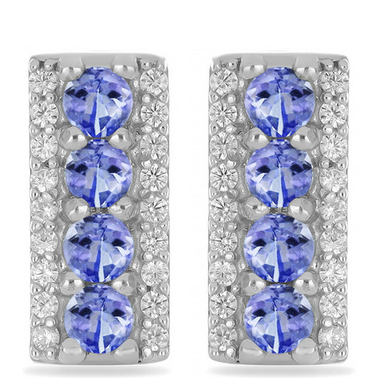 Cercei din Argint 925 ( 3.56 grame ) cu Tanzanit și Topaz Alb 1.45 Carate