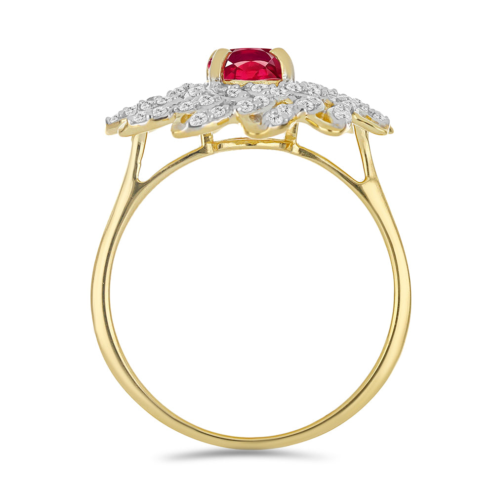 Inel din Argint 925 Placat cu Aur ( 3.27 grame ) cu Rubin Malagasy și Topaz Alb 1.82 Carate 2 