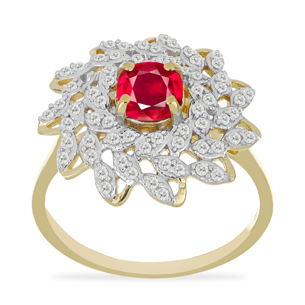 Inel din Argint 925 Placat cu Aur ( 3.27 grame ) cu Rubin Malagasy și Topaz Alb 1.82 Carate