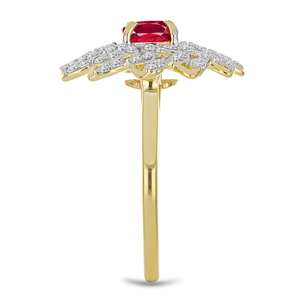 Inel din Argint 925 Placat cu Aur ( 3.27 grame ) cu Rubin Malagasy și Topaz Alb 1.82 Carate 4 