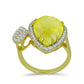 Inel din Argint 925 Placat cu Aur ( 4.98 grame ) cu Calcedonie Lemon și Topaz Alb 10.35 Carate