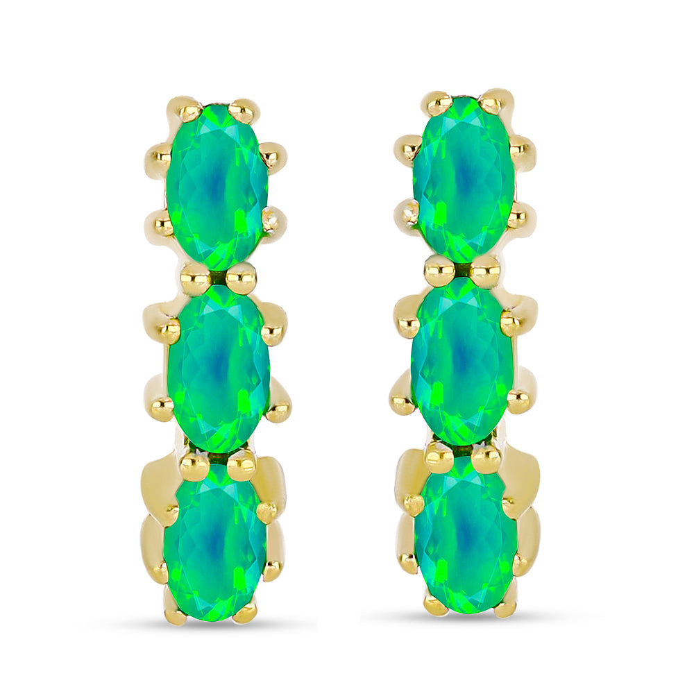 Cercei din Argint 925 Placat cu Aur ( 2.88 grame ) cu Opal Verde Etiopian Lega Dembi 0.96 Carate 1 