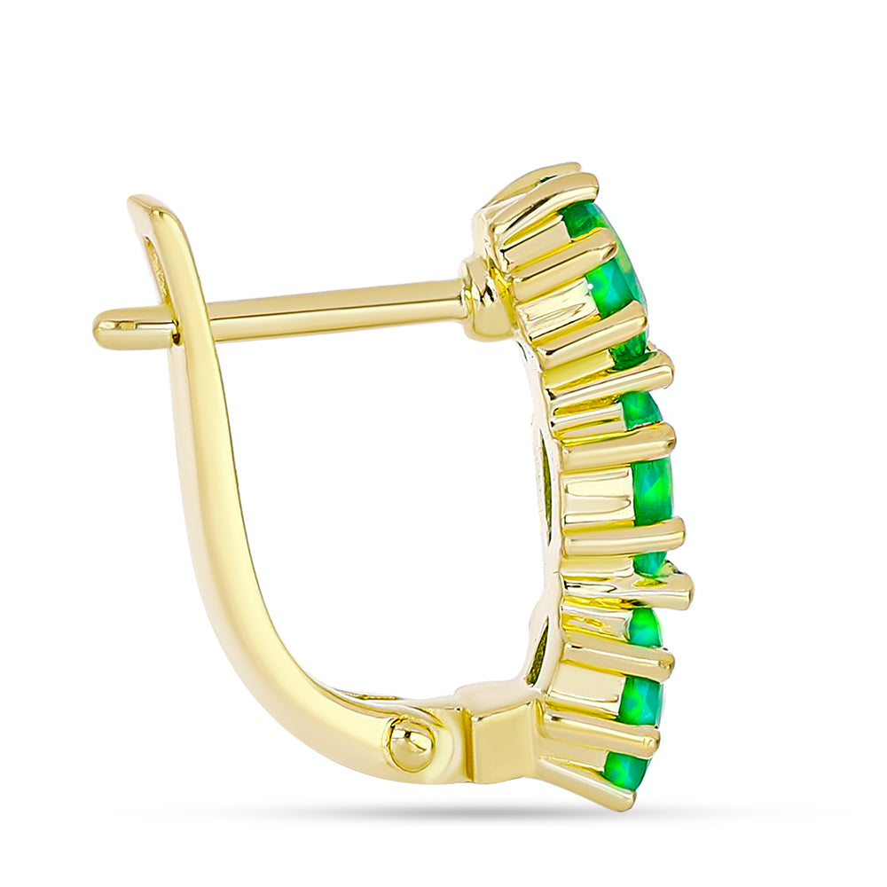 Cercei din Argint 925 Placat cu Aur ( 2.88 grame ) cu Opal Verde Etiopian Lega Dembi 0.96 Carate