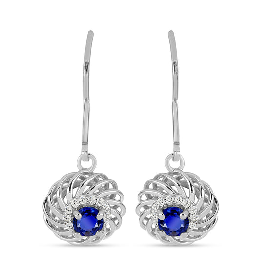 Cercei din Argint 925 ( 2.45 grame ) cu Safir Albastru Australian și Topaz Alb 1.15 Carate