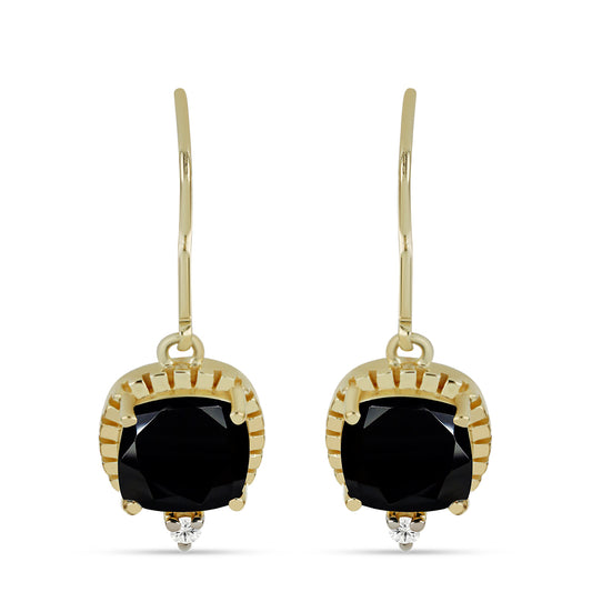 Cercei din Argint 925 Placat cu Aur ( 3.4 grame ) cu Spinel Negru și Topaz Alb 4.55 Carate