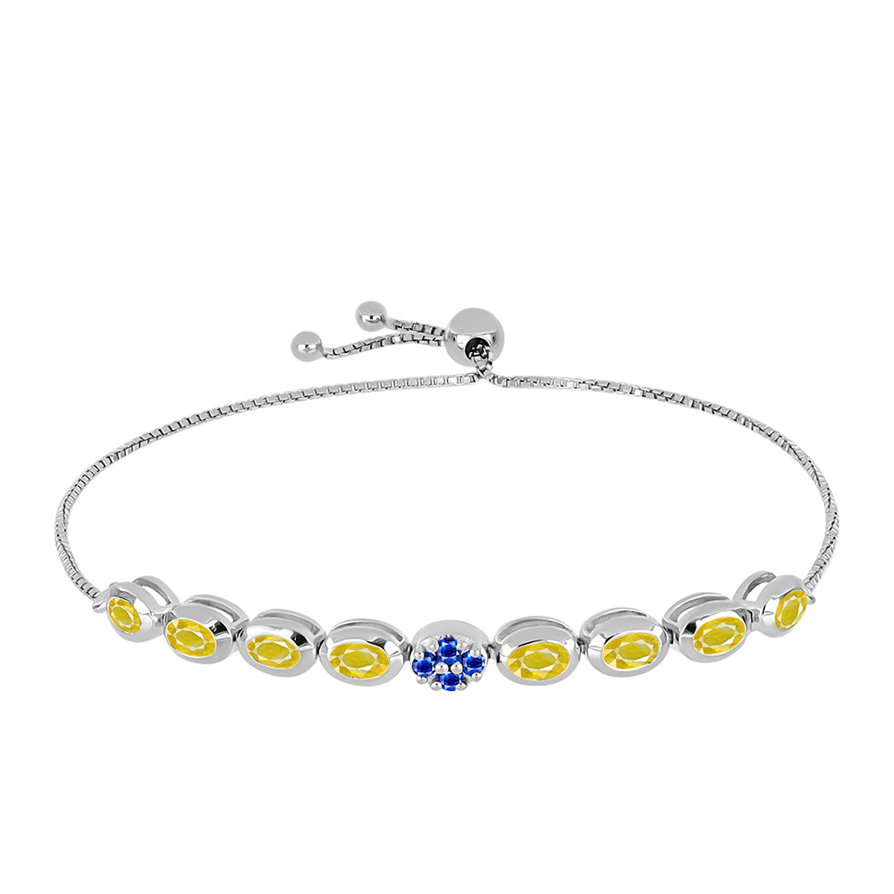 Brățară din Argint 925 ( 5.53 grame ) cu Safir Galben și Safir Albastru Australian 2.55 Carate 1 