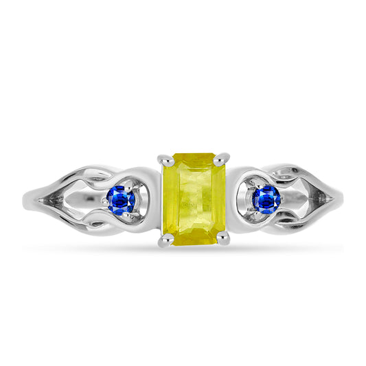 Inel din Argint 925 ( 2.22 grame ) cu Safir Galben și Safir Albastru Australian 0.74 Carate