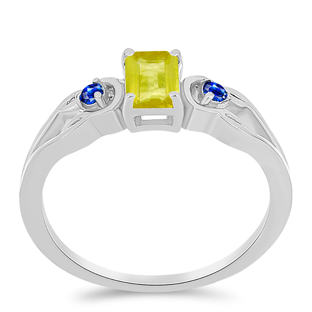 Inel din Argint 925 ( 2.22 grame ) cu Safir Galben și Safir Albastru Australian 0.74 Carate