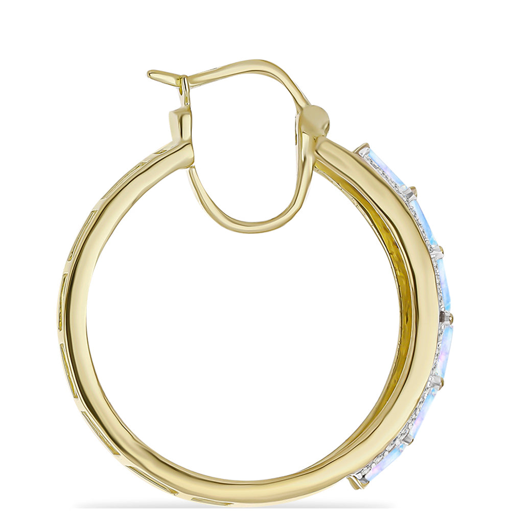 Cercei din Argint 925 Placat cu Aur ( 6.29 grame ) cu Piatra Lunii Curcubeu și Topaz Alb 2.01 Carate 2 