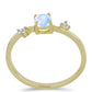 Inel din Argint 925 Placat cu Aur ( 1.65 grame ) cu Piatra Lunii Curcubeu și Topaz Alb 0.57 Carate