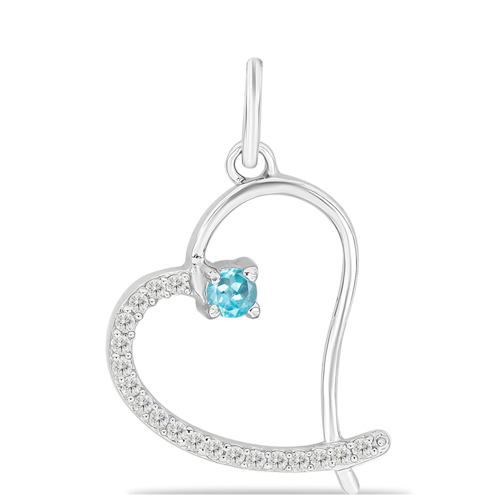 Pandantiv din Argint 925 ( 1.25 grame ) cu Apatit Albastru ca Cerul și Topaz Alb 0.3 Carate