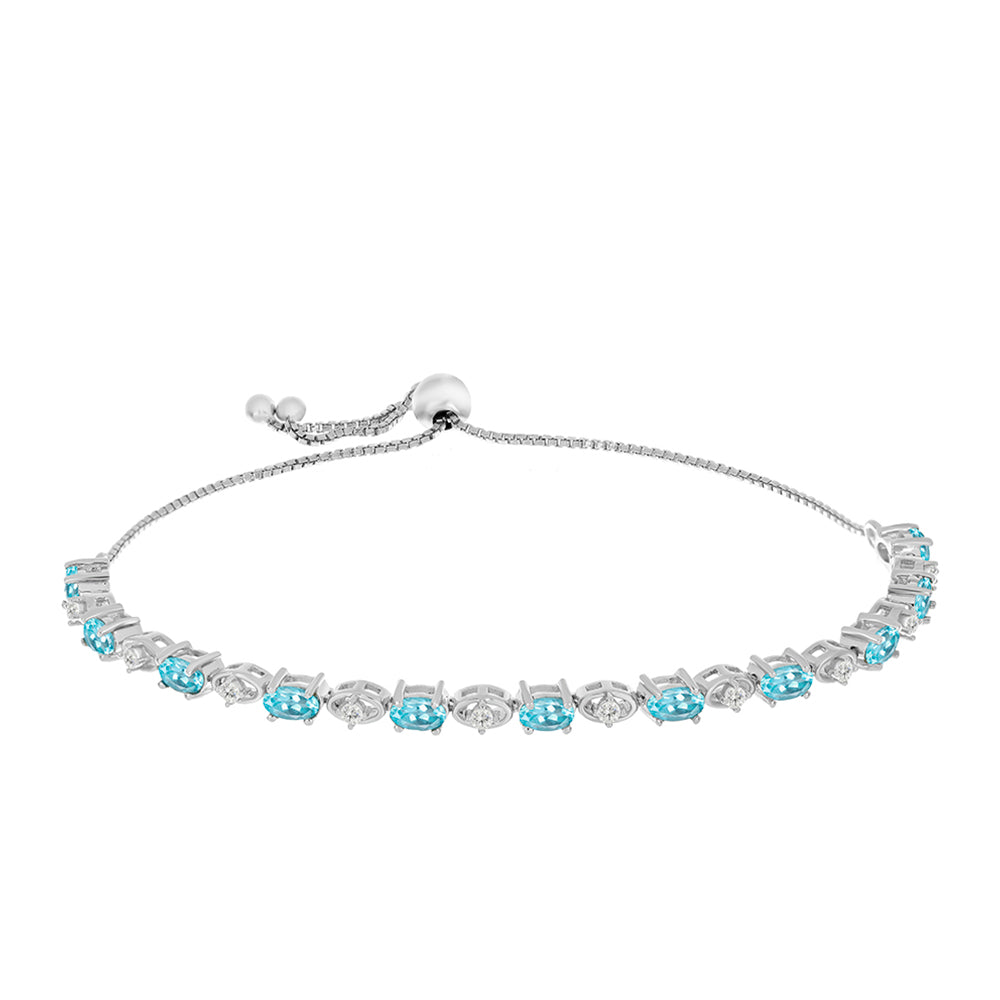 Brățară din Argint 925 ( 6.79 grame ) cu Apatit Albastru ca Cerul și Topaz Alb 3.06 Carate 1 
