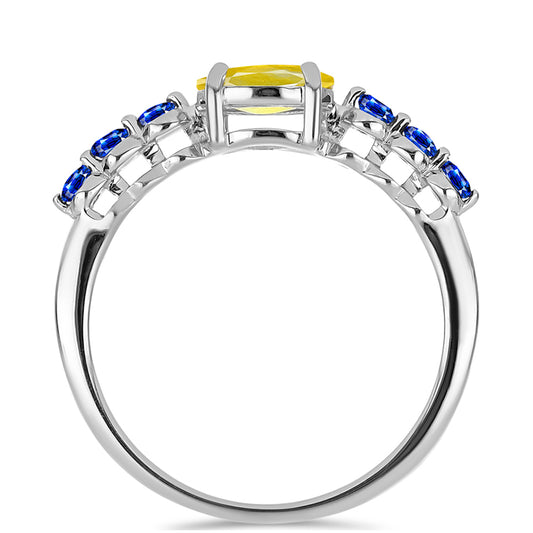 Inel din Argint 925 ( 1.78 grame ) cu Safir Galben și Safir Albastru Australian 1.22 Carate