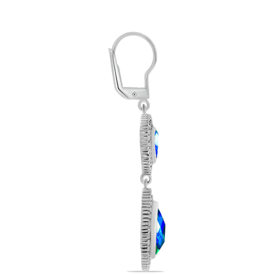 Cercei din Argint 925 ( 8.96 grame ) cu Cuarț Păun și Topaz Alb 9.86 Carate