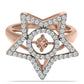 Inel din Argint 925 Placat cu Aur Roz ( 4.65 grame ) cu Diamant Dansantor Roz și Topaz Alb 0.57 Carate