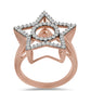 Inel din Argint 925 Placat cu Aur Roz ( 4.65 grame ) cu Diamant Dansantor Roz și Topaz Alb 0.57 Carate