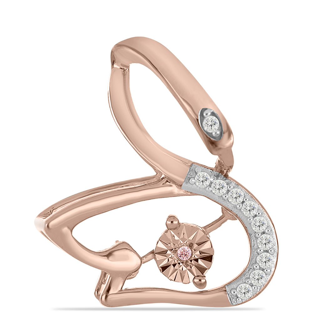 Pandantiv din Argint 925 Placat cu Aur Roz ( 2.05 grame ) cu Diamant Dansantor Roz și Topaz Alb 0.1 Carate 1 
