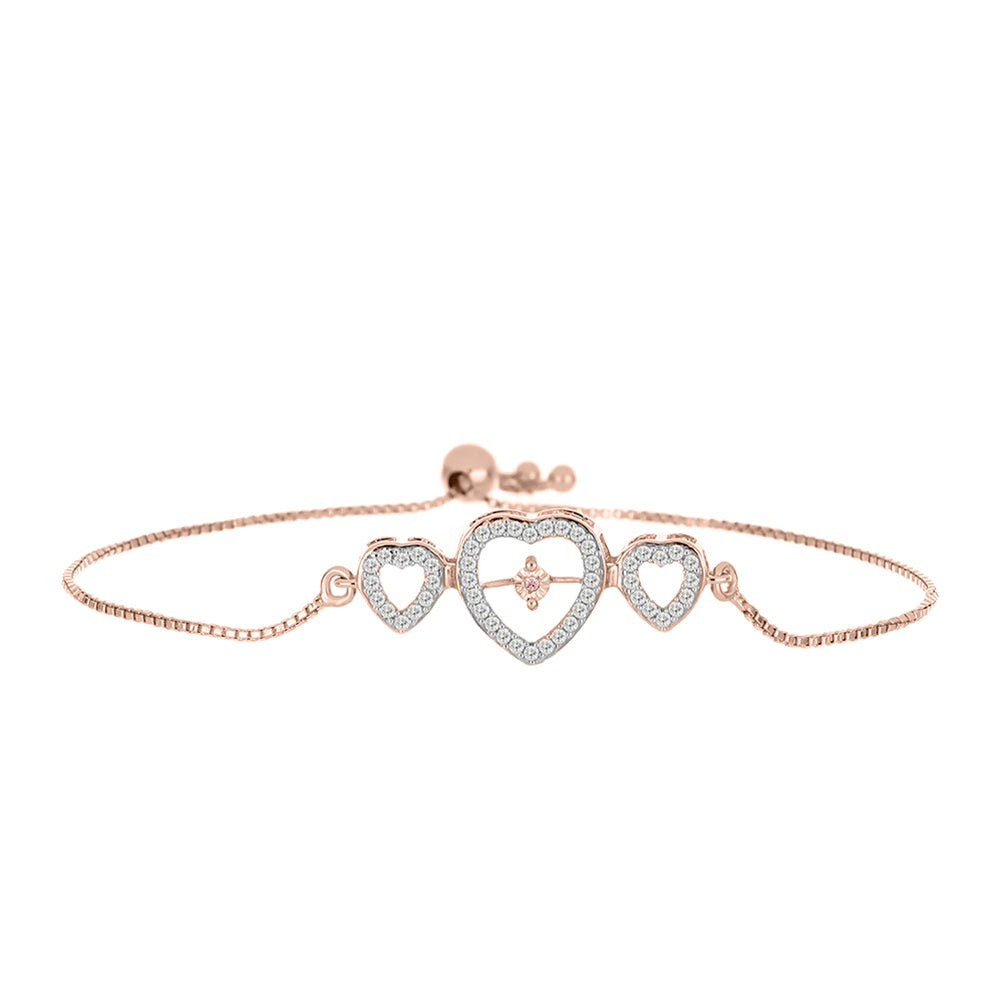 Brățară din Argint 925 Placat cu Aur Roz ( 4.01 grame ) cu Diamant Dansantor Roz și Topaz Alb 0.44 Carate 1 