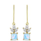 Cercei din Argint 925 Placat cu Aur ( 2.79 grame ) cu Piatra Lunii Curcubeu și Topaz Alb 3.12 Carate