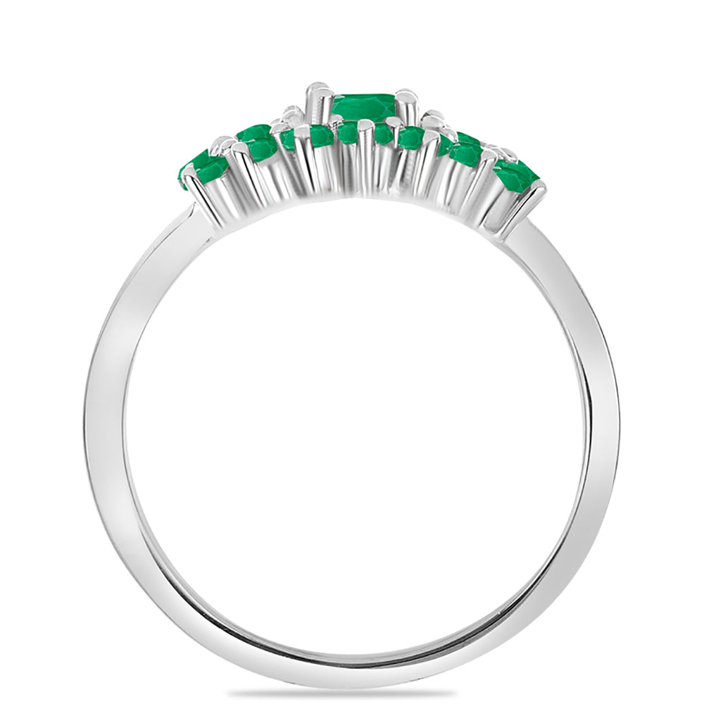 Inel din Argint 925 ( 2.25 grame ) cu Smarald Brazilian și Zircon Alb 0.99 Carate