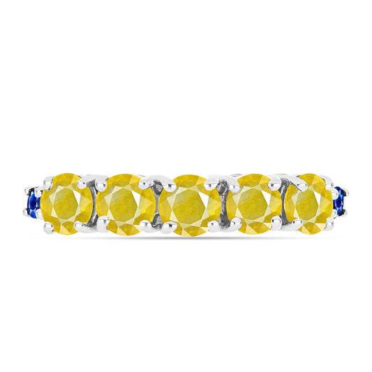 Inel din Argint 925 ( 2.12 grame ) cu Safir Galben și Safir Albastru Australian 1.62 Carate
