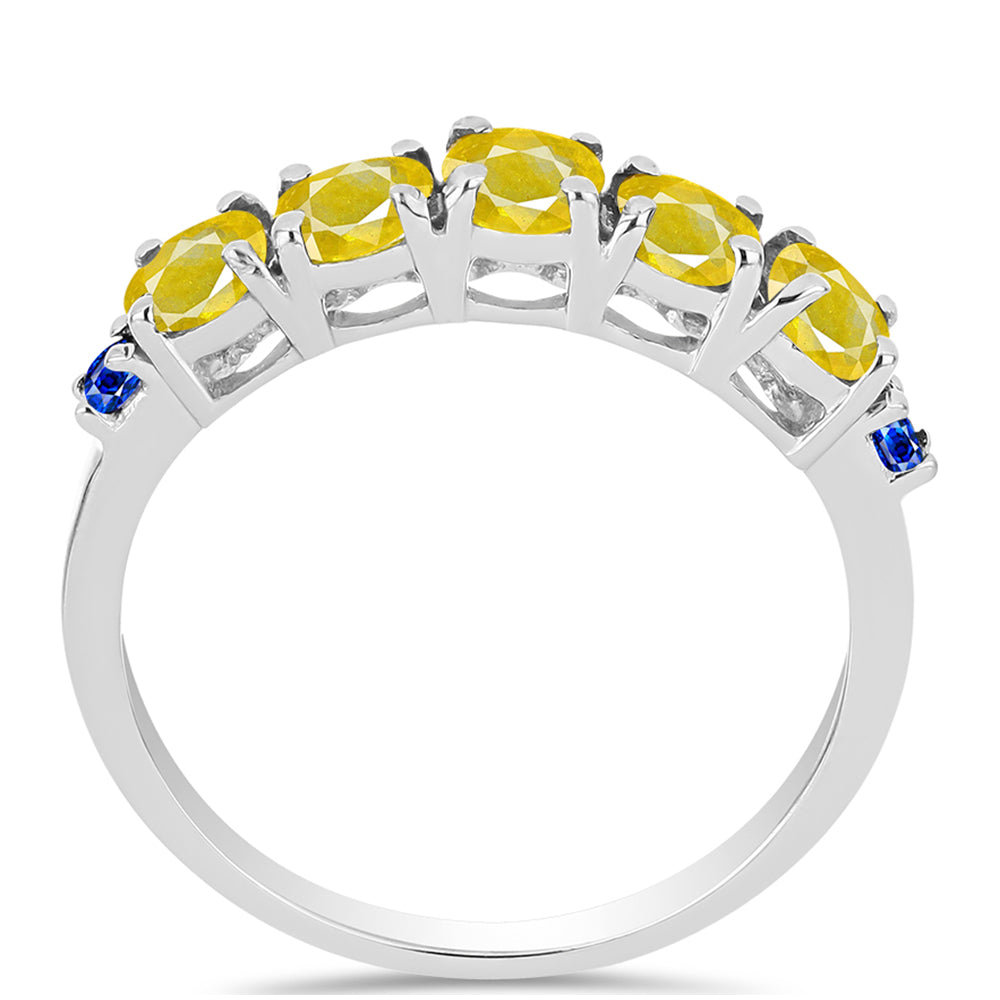 Inel din Argint 925 ( 2.12 grame ) cu Safir Galben și Safir Albastru Australian 1.62 Carate 3 