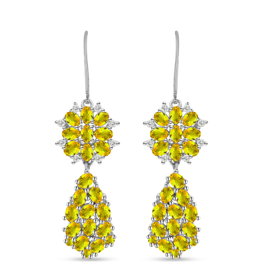 Cercei din Argint 925 ( 7.9 grame ) cu Citrin Ural și Topaz Alb 7.03 Carate 1 