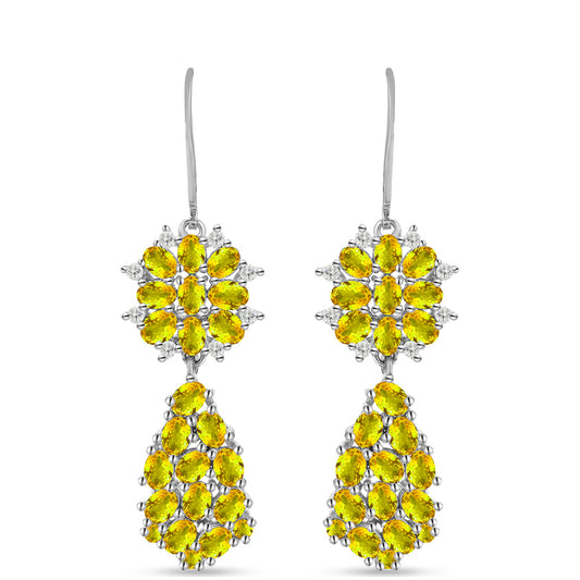 Cercei din Argint 925 ( 7.9 grame ) cu Citrin Ural și Topaz Alb 7.03 Carate