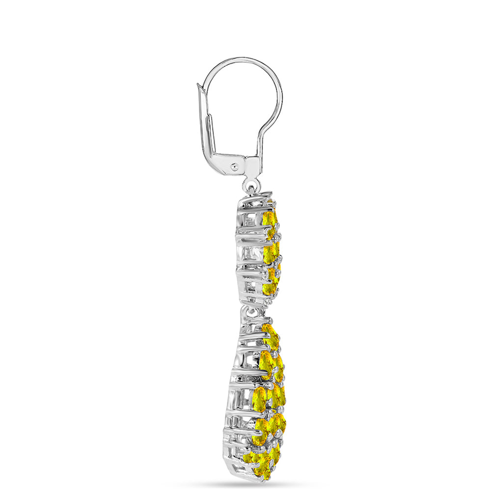 Cercei din Argint 925 ( 7.9 grame ) cu Citrin Ural și Topaz Alb 7.03 Carate