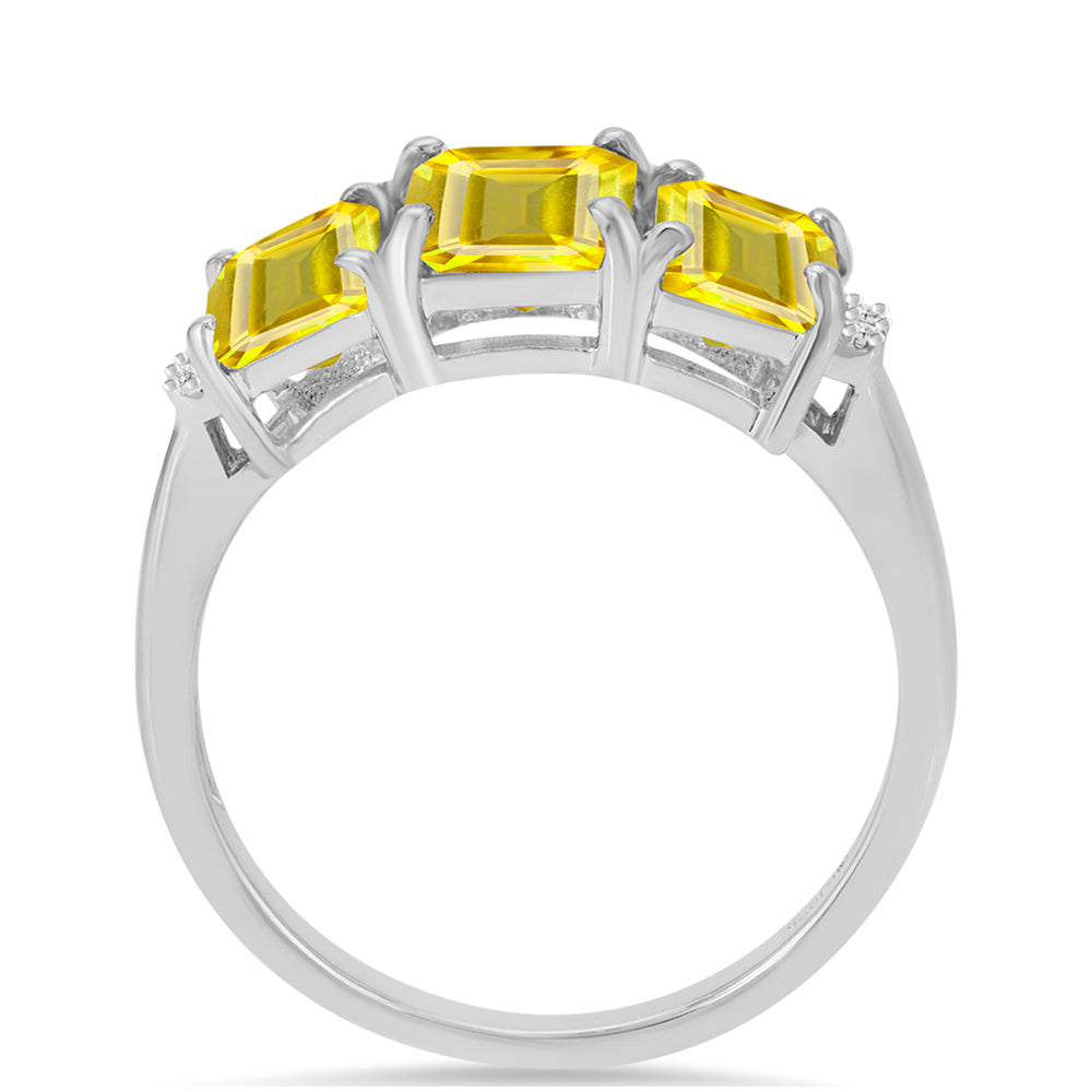 Inel din Argint 925 ( 2.61 grame ) cu Citrin Ural și Topaz Alb 3.28 Carate 2 