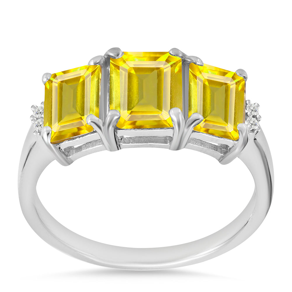 Inel din Argint 925 ( 2.61 grame ) cu Citrin Ural și Topaz Alb 3.28 Carate