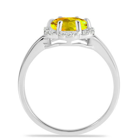 Inel din Argint 925 ( 2.87 grame ) cu Citrin Ural și Topaz Alb 1.91 Carate