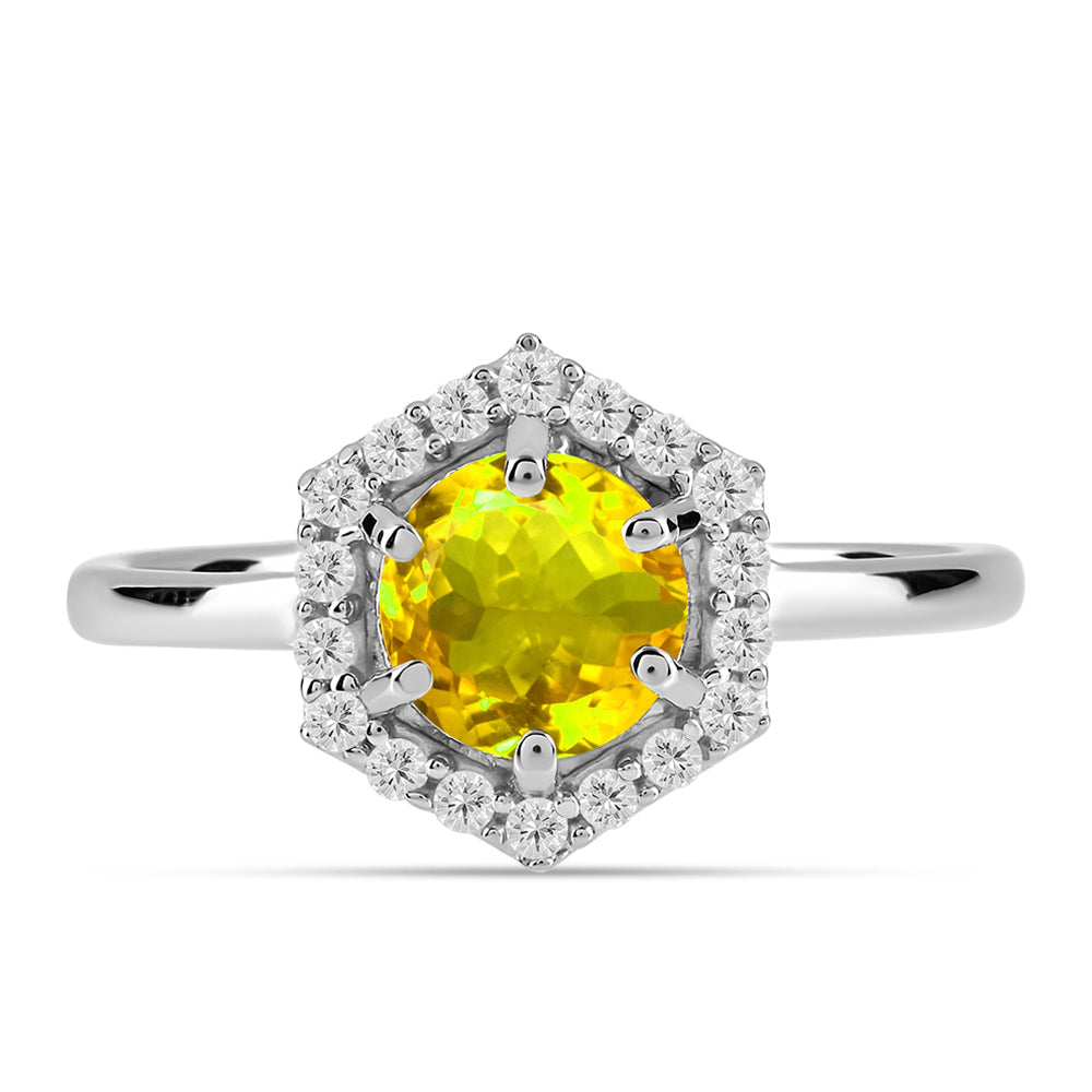 Inel din Argint 925 ( 1.83 grame ) cu Citrin Ural și Topaz Alb 0.94 Carate 1 