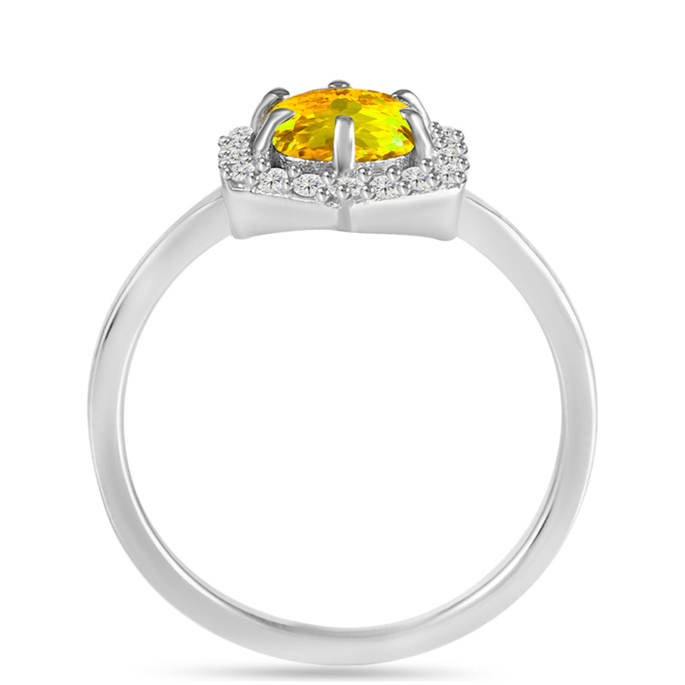 Inel din Argint 925 ( 1.83 grame ) cu Citrin Ural și Topaz Alb 0.94 Carate 2 
