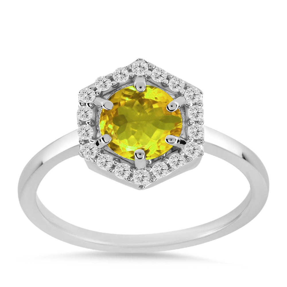 Inel din Argint 925 ( 1.83 grame ) cu Citrin Ural și Topaz Alb 0.94 Carate