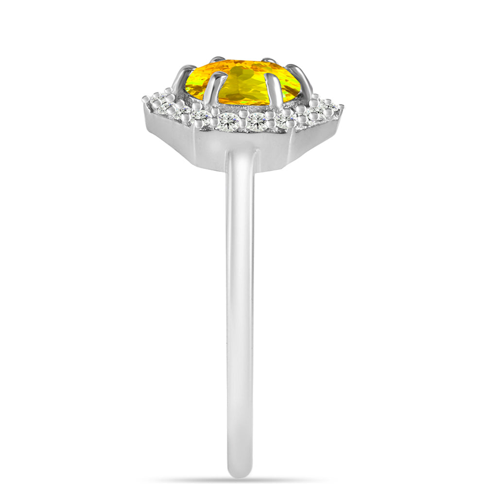 Inel din Argint 925 ( 1.83 grame ) cu Citrin Ural și Topaz Alb 0.94 Carate