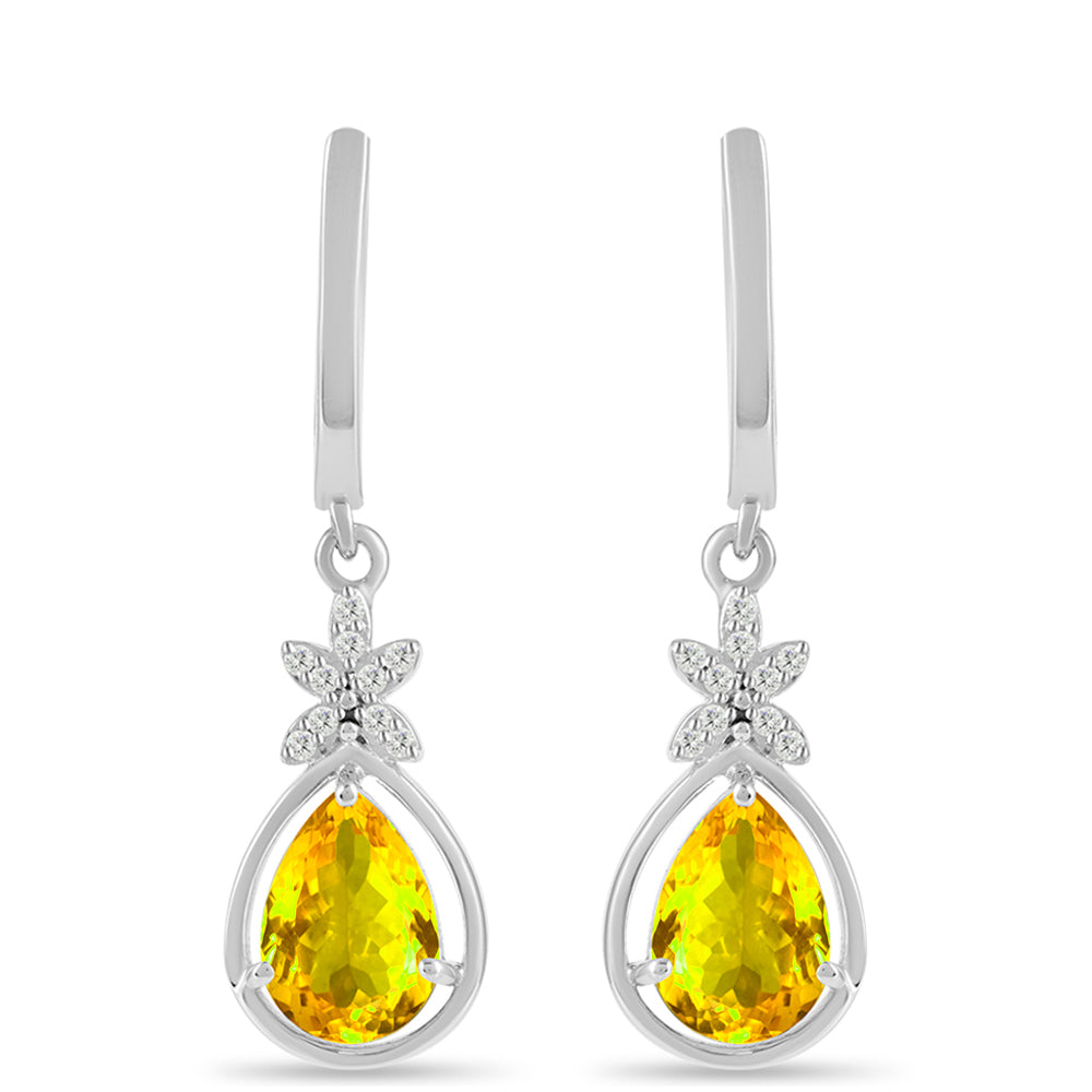 Cercei din Argint 925 ( 3.85 grame ) cu Citrin Ural și Topaz Alb 3.67 Carate