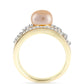 Inel din Argint 925 Placat cu Aur ( 5.88 grame ) cu Perlă de Apă Dulce culoare Aurie și Topaz Alb 2.88 Carate