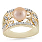 Inel din Argint 925 Placat cu Aur ( 5.88 grame ) cu Perlă de Apă Dulce culoare Aurie și Topaz Alb 2.88 Carate