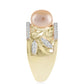 Inel din Argint 925 Placat cu Aur ( 5.88 grame ) cu Perlă de Apă Dulce culoare Aurie și Topaz Alb 2.88 Carate