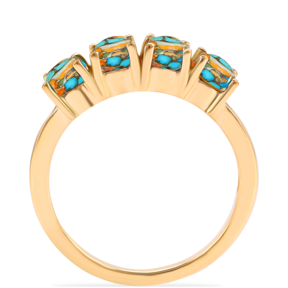 Inel din Argint 925 Placat cu Aur ( 1.93 grame ) cu Turcoaz Oyster 1.42 Carate