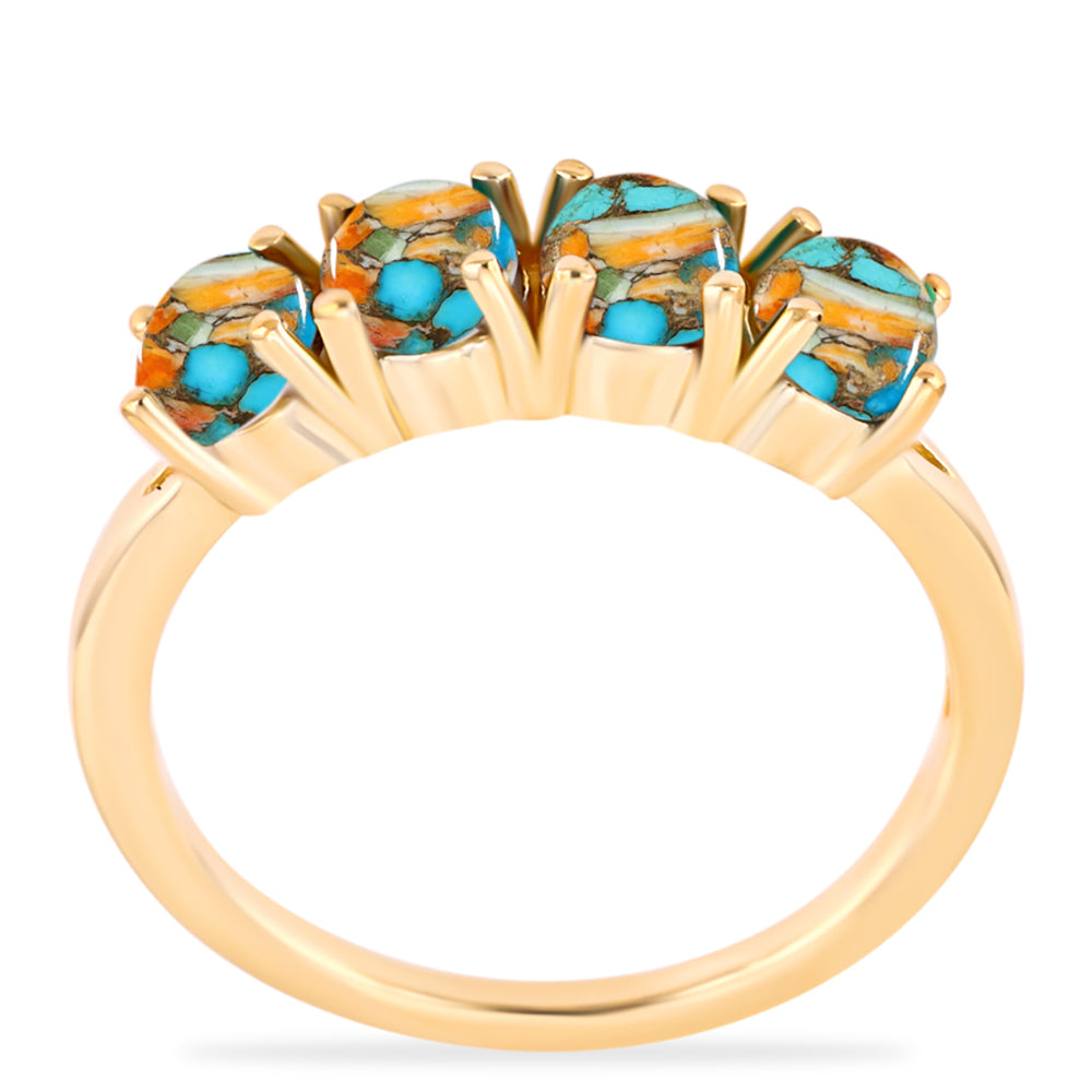 Inel din Argint 925 Placat cu Aur ( 1.93 grame ) cu Turcoaz Oyster 1.42 Carate 3 