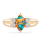 Inel din Argint 925 Placat cu Aur ( 3.23 grame ) cu Turcoaz Oyster și Topaz Alb 1.45 Carate