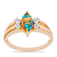 Inel din Argint 925 Placat cu Aur ( 3.23 grame ) cu Turcoaz Oyster și Topaz Alb 1.45 Carate