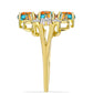 Inel din Argint 925 Placat cu Aur ( 3.86 grame ) cu Turcoaz Oyster și Topaz Alb 1.8 Carate
