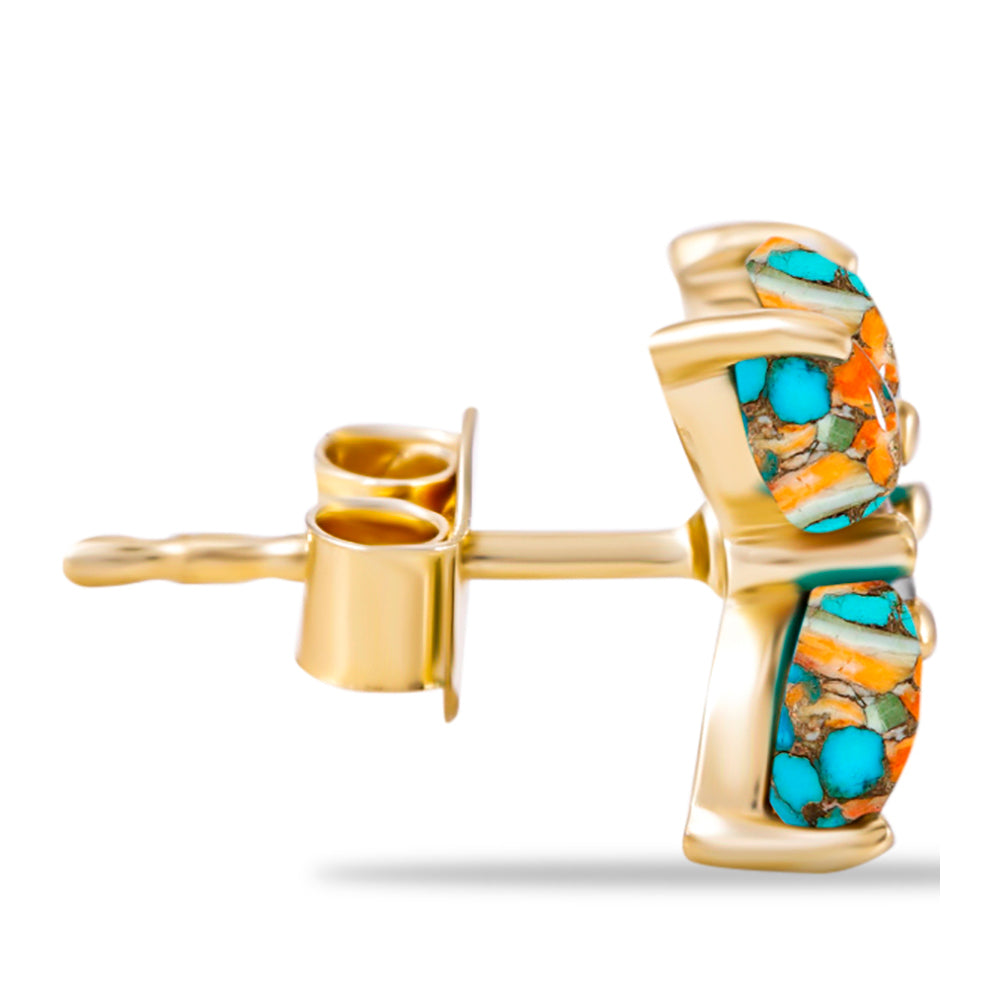 Cercei din Argint 925 Placat cu Aur ( 1.77 grame ) cu Turcoaz Oyster și Topaz Alb 2.38 Carate 2 