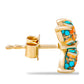 Cercei din Argint 925 Placat cu Aur ( 1.77 grame ) cu Turcoaz Oyster și Topaz Alb 2.38 Carate