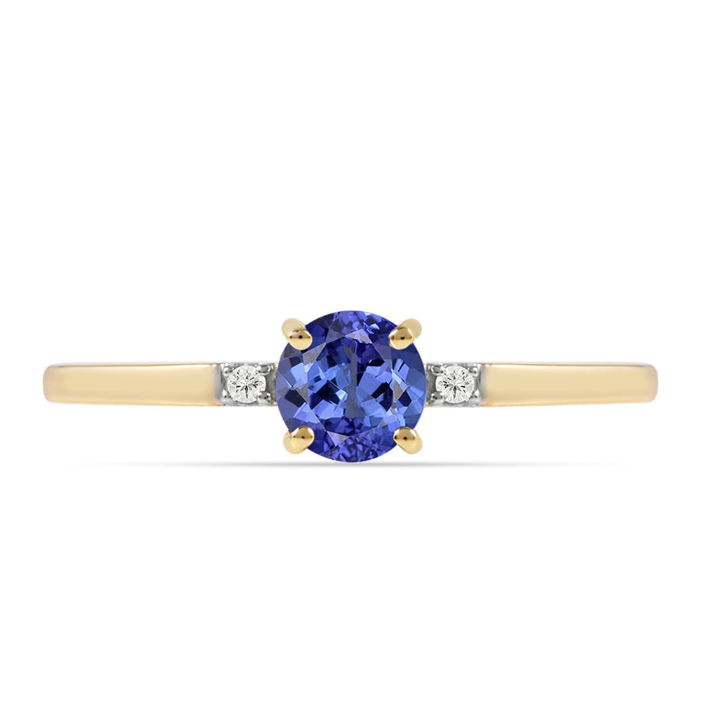Inel din Aur de 9K ( 0.98 grame ) cu Tanzanit AAA și Zircon Alb Natural 0.55 Carate